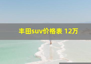 丰田suv价格表 12万